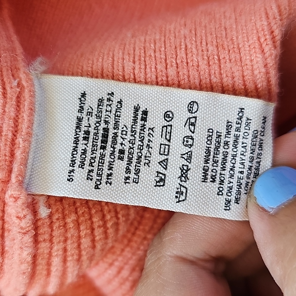 Free People Big Plans Ribbed Cardigan Sweater - Size Large - Peach/Coral - Picture 15 of 15